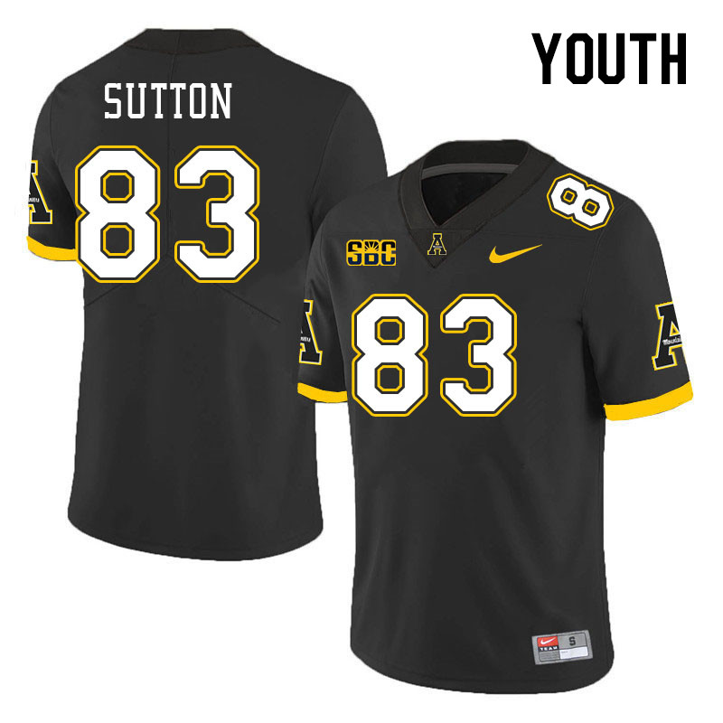 Youth #83 Coen Sutton Appalachian State Mountaineers College Football Jerseys Stitched Sale-Black